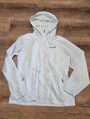 Columbia Light Mint Green Hooded Windbreaker Large